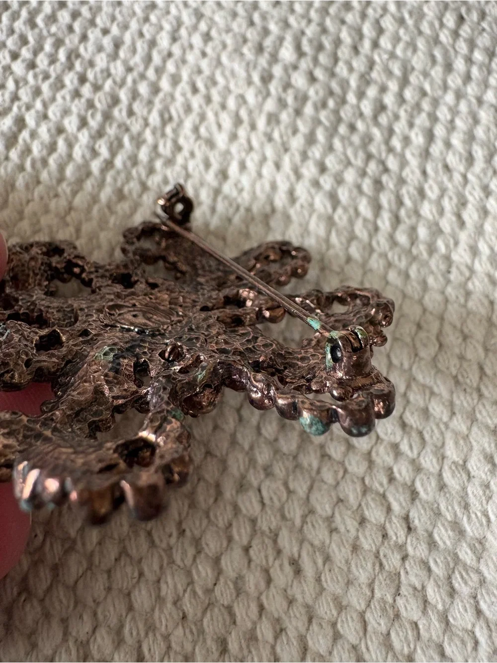 Vintage VTG Brooch Pin Coral Maltese Cross Southwestern Nautical Bohemian